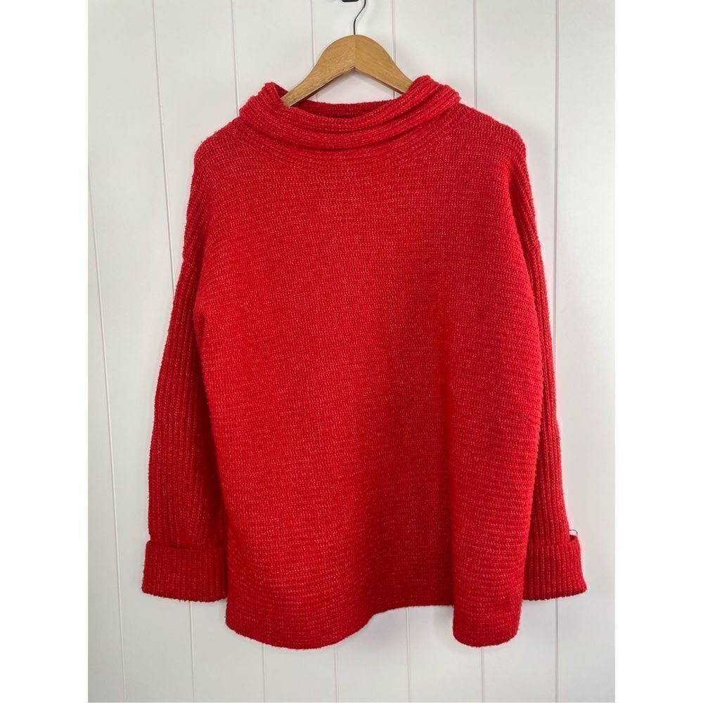 Anthropologie Oversized‎ Pilcro Cowl Neck Red Sweater Size S - Picture 5 of 12